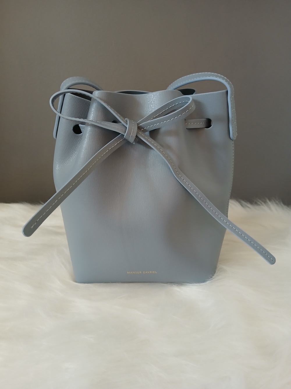 Mini Mini Bucket Bag by Mansur Gavriel in Cielo Light Blue